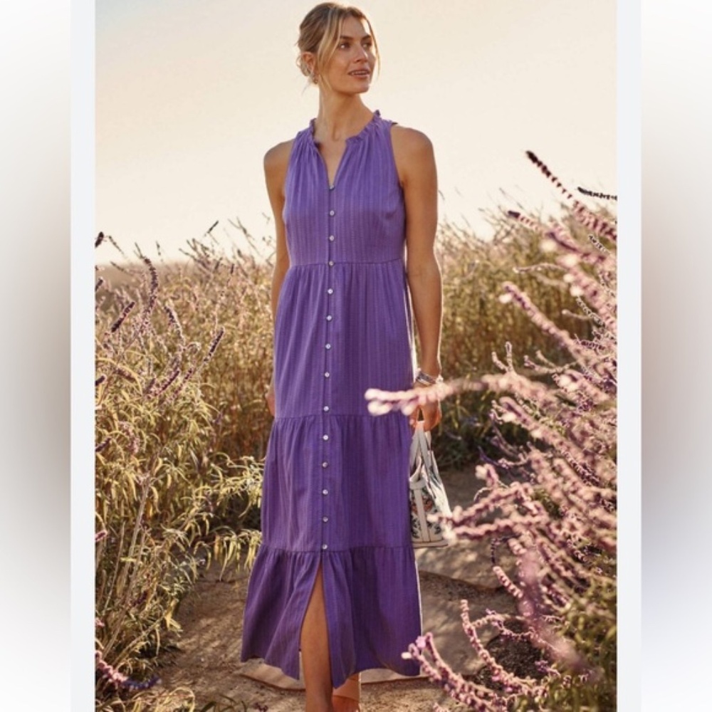 J.Jill Women's Sleeveless Tiered Cotton Blend Maxi Dress (XL Petite)